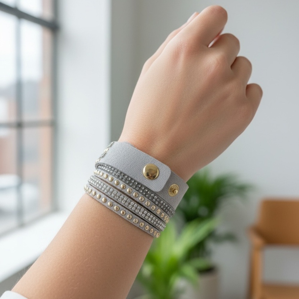 Farah Jewelry Gold and Silver Layered Crystal Bracelet